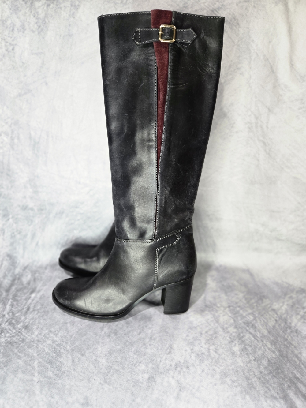 Maliparmi vintage-inspired black leather knee-high boots